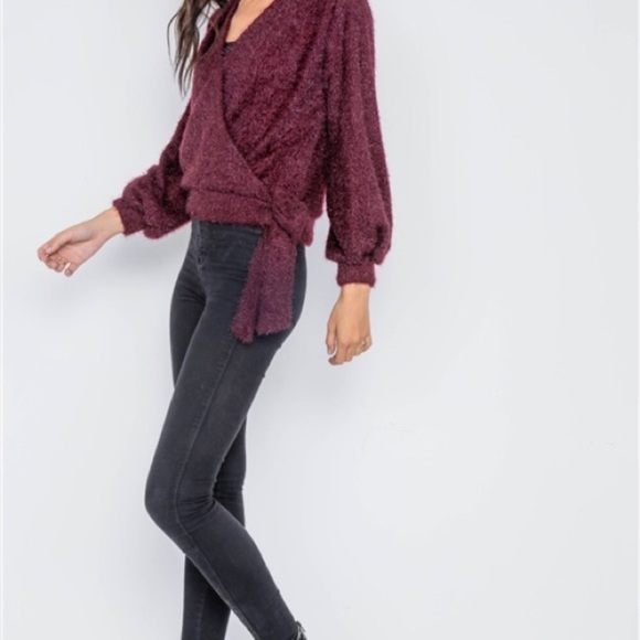 Fuzzy Love Wrap V-neck Sweater ❤️ - Picture 1 of 5